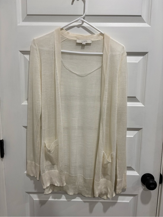 LOFT Sweaters - LOFT Cream Open-Front Lightweight Cardigan